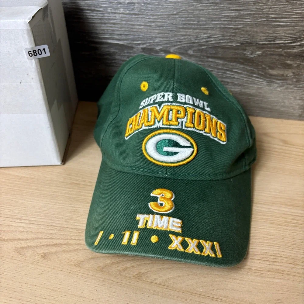 Green Bay Packers Hat Cap Strap Back Green NFL Football Super Bowl